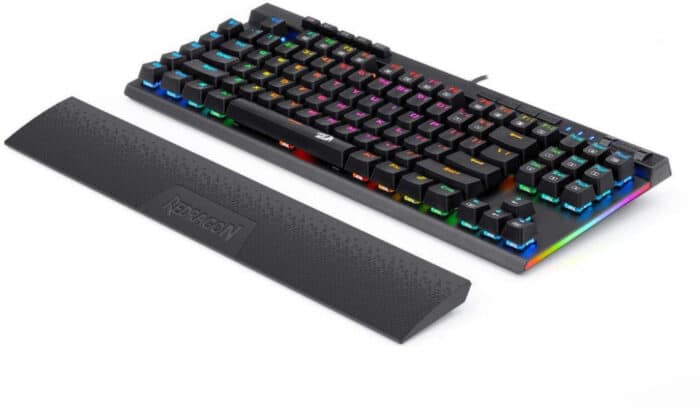 Redragon K587 MAGIC-WAND 87 Keys Compact RGB TKL Mechanical Gaming Keyboard, Type-C Keyboard with 9 Onboard Macro Keys, Detachable Wrist Rest - عربي/eng - Side View