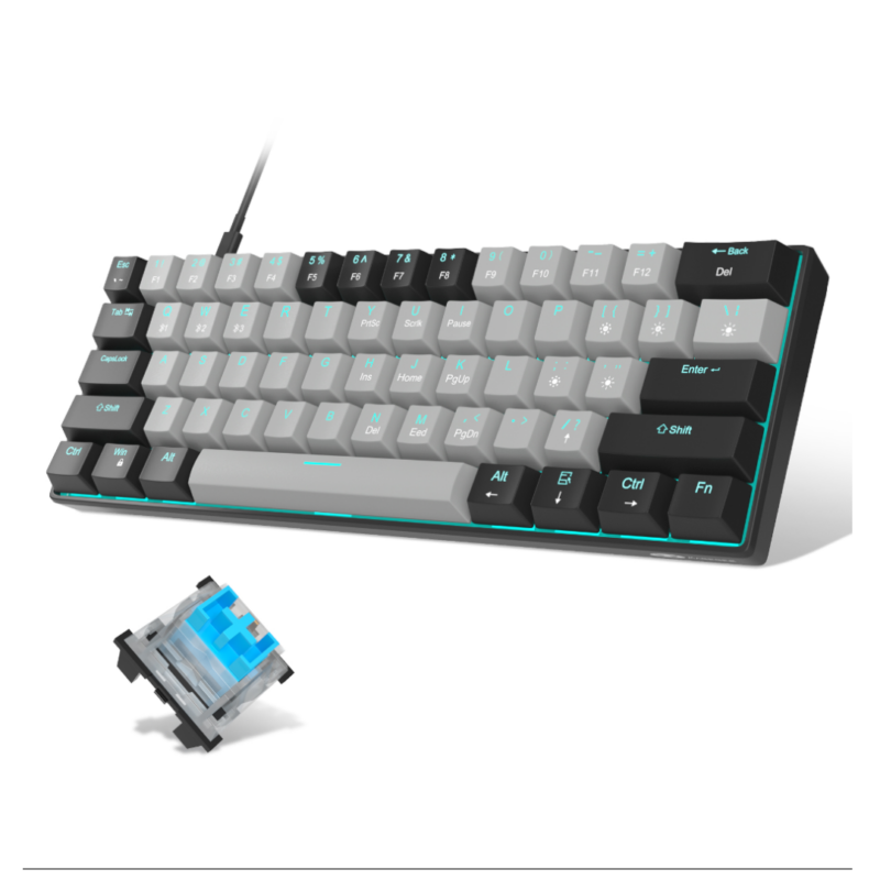MageGee STAR61 Wired Mechanical Keyboard GRAY (BLUE SWITCH)