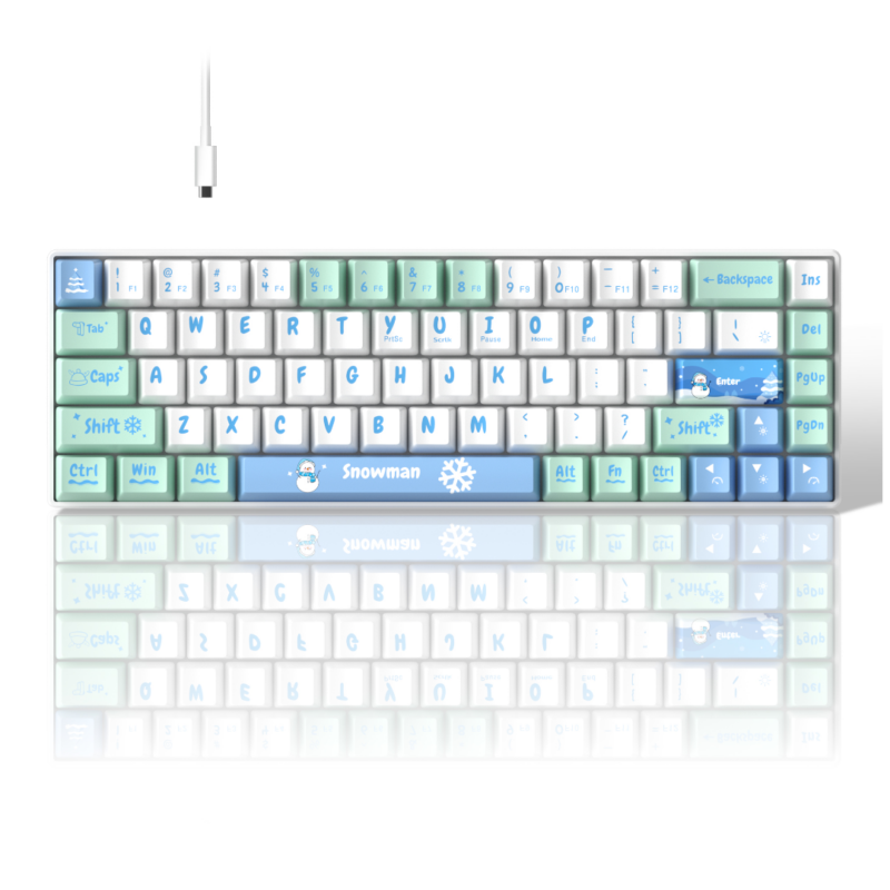 MageGee MK-Box Snoman Wired Mechanical Keyboard (Ivory white switch Lubed Switchs Sound Foam Layer)