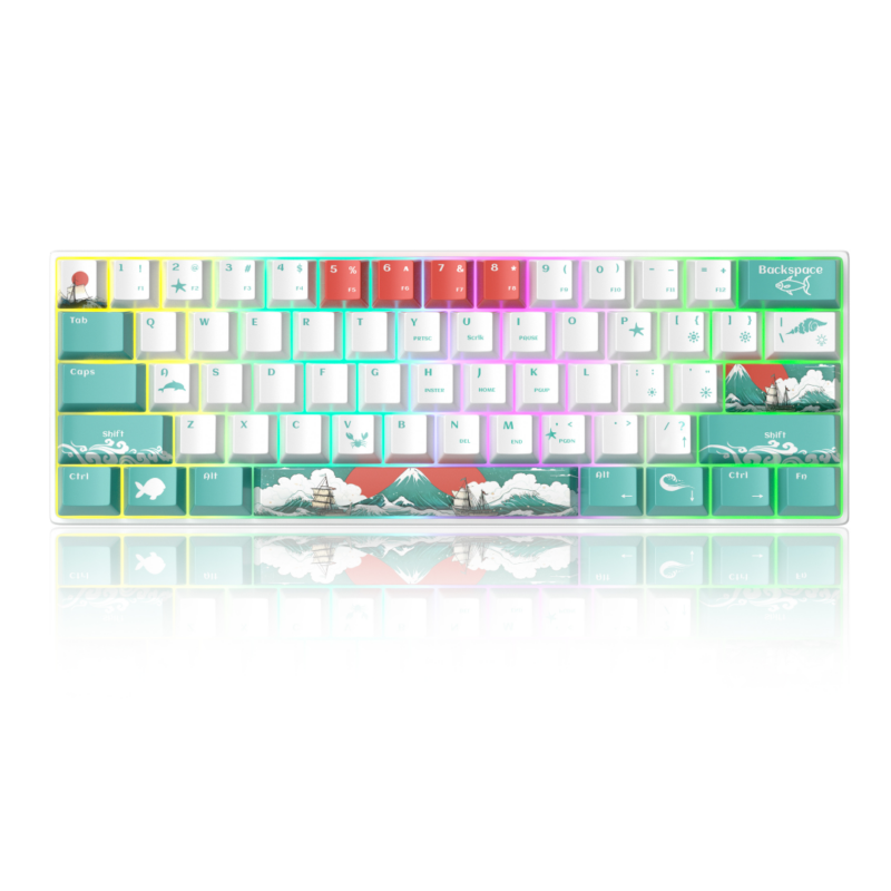MageGee STAR61 Wired Mechanical Keyboard(Lubed Ivory white switch Sound Foam Layer)