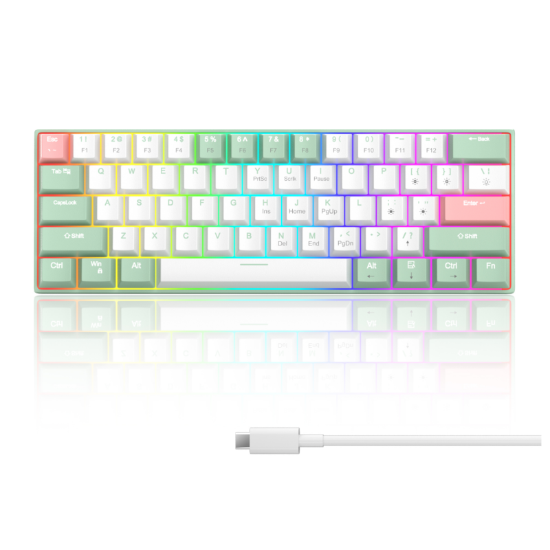 MageGee STAR61 Wired Mechanical Keyboard (Lubed Ginger cat switch Sound Foam Layer )