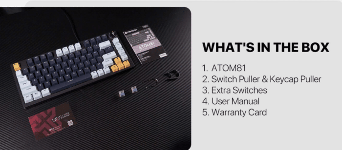 Fantech ATOM81 MK875V2 mechanical keyboard navy - 81 Keys | Hot-Swappable | RGB | Navy - Side View