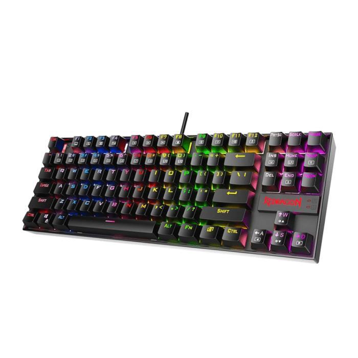 Redragon K552 KUMARA 87 Key LED RGB Backlit Mechanical Computer illuminated Keyboard with Blue Switches for PC Gaming Compact ABS-Metal Design - عربي/eng