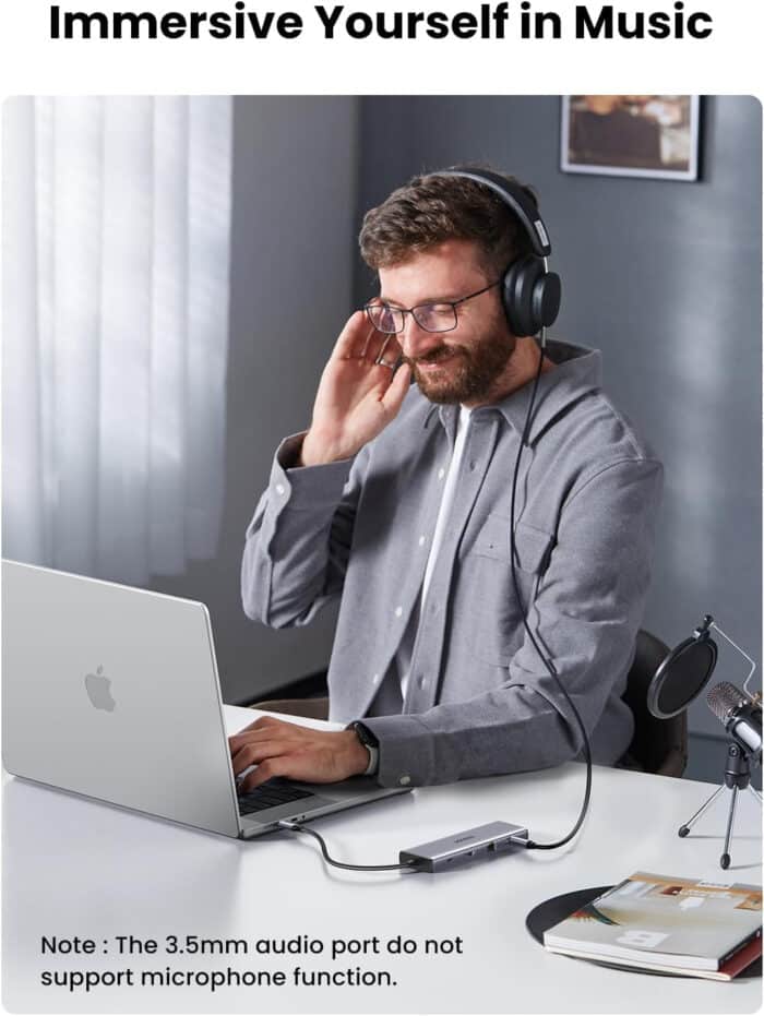 UGREEN USB Hub Type-C 10 in 1 Dongle With 4K HDMI & VGA Grey - Back View