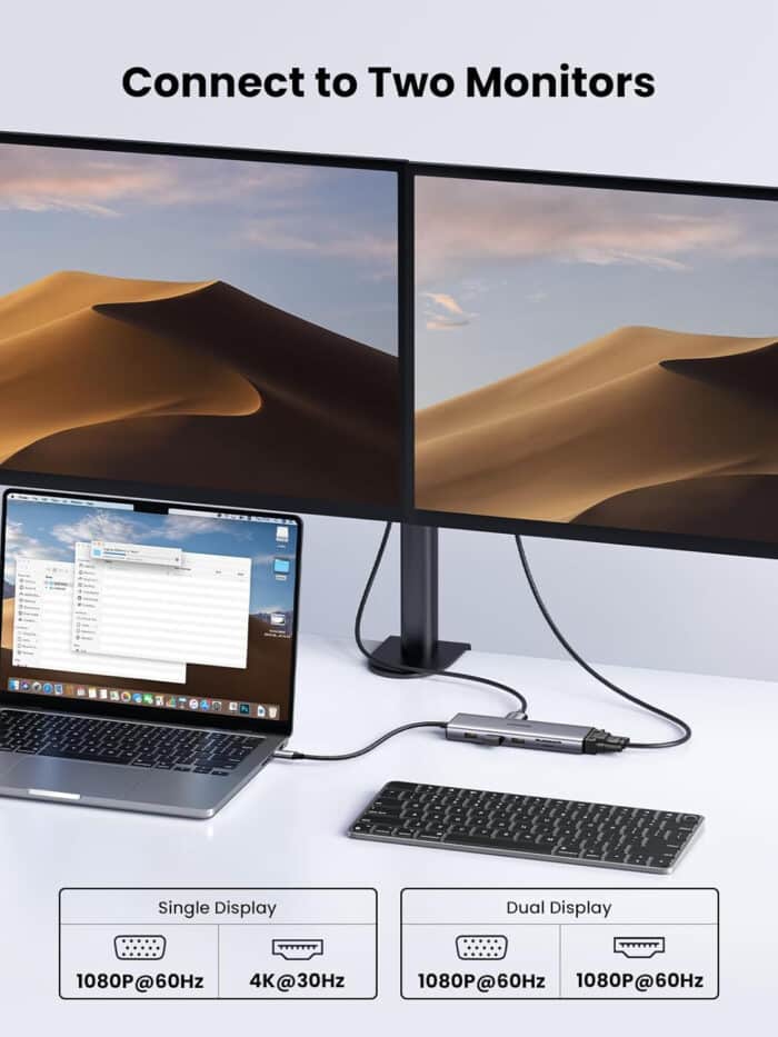 UGREEN USB Hub Type-C 10 in 1 Dongle With 4K HDMI & VGA Grey - View 8