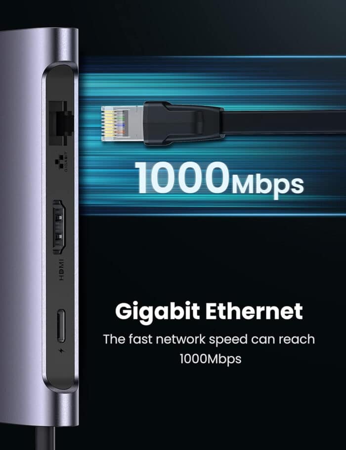 Ugreen 50852 20CM Gray Hub 7 in 1 Type C Dock Adapter with Ethernet. 4K USB C to HDMI. 2 USB 3.0 Ports. Micro SD Card Reader. USB C PD 100W CM212 (50852) - Package Contents