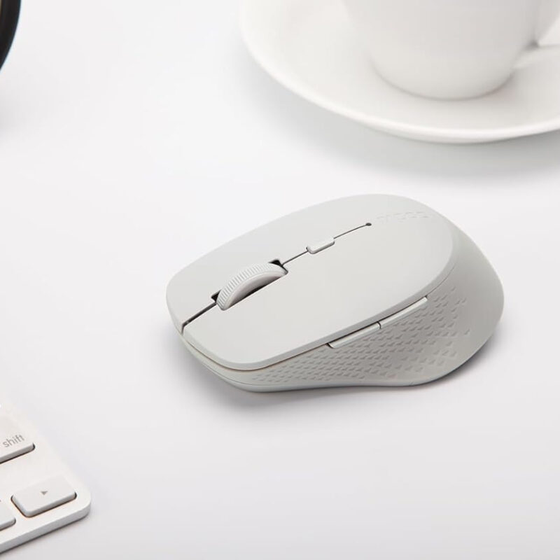 Rapoo M300 Silent Wireless Mouse, Bluetooth and Wireless (2.4 GHz), Multi-Mode, 1600 DPI Silent Buttons, lightgrey - Side View