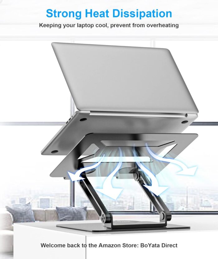 Aluminum Alloy Foldable Adjustable Laptop Stand Holder for Notebook and Laptop - Detail View