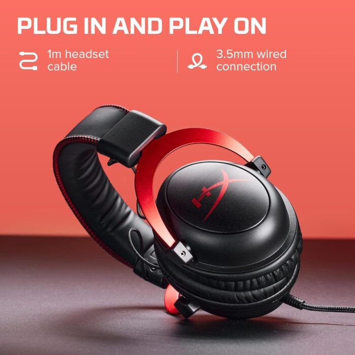 HyperX Cloud II Gaming Headset for PC & PS4 & Xbox One, Nintendo Switch, Red, Wired, One Size Headphones Headset - Detail View