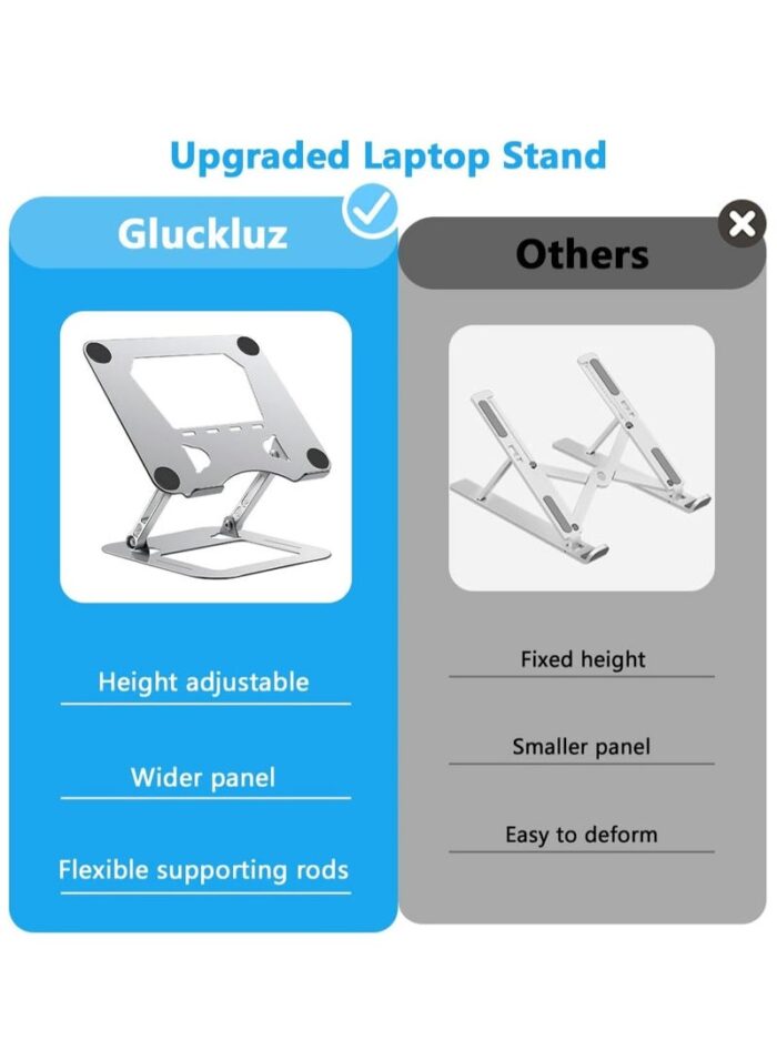 Aluminum Alloy Foldable Adjustable Laptop Stand Holder for Notebook and Laptop - Side View