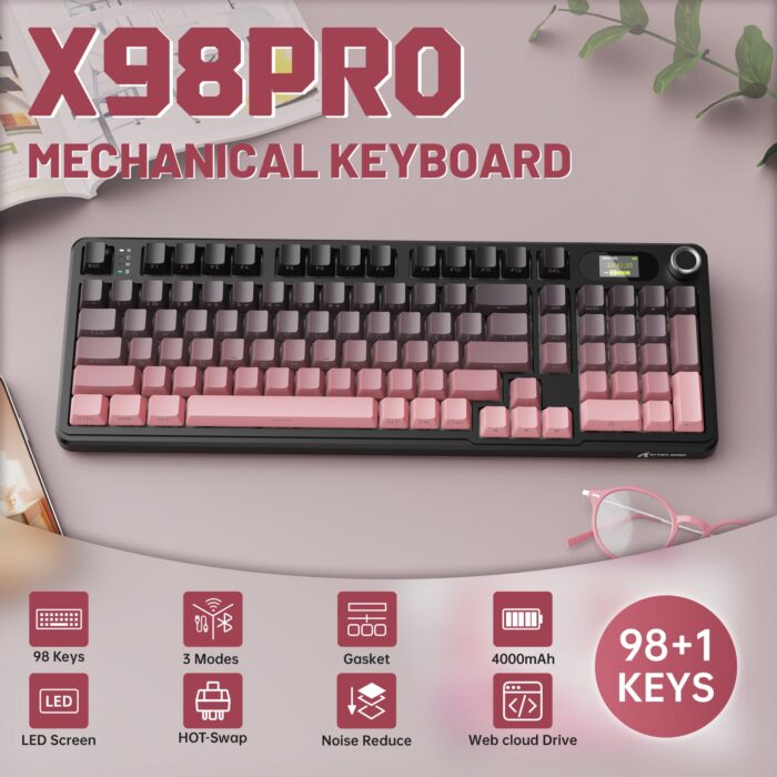 ATTACK SHARK X98PRO Three-Mode RGB Keyboard - Cheese White