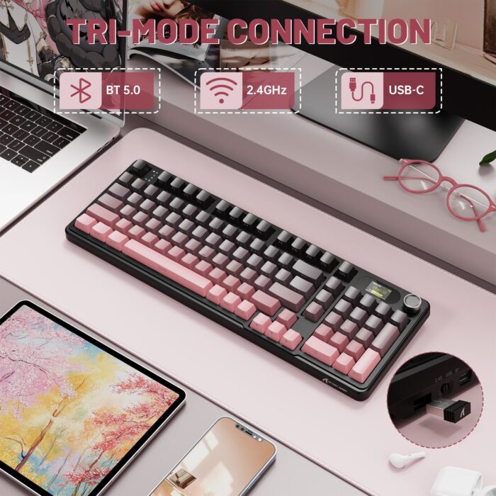 ATTACK SHARK X98PRO Three-Mode RGB Keyboard - Cheese White