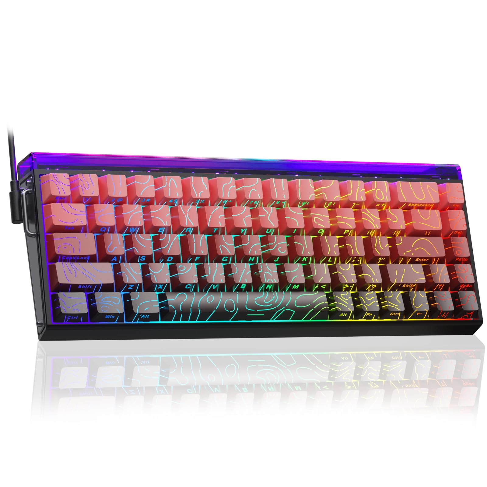 AULA Hero68 HE Wired Magnetic Gaming Keyboard – Gradient Black-Red (Engraved Keycaps)