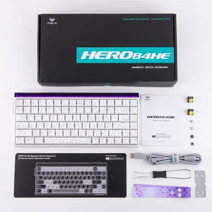 AULA Hero84 HE Wired Magnetic Gaming Keyboard (white countour)