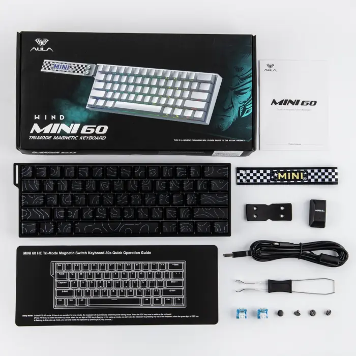 AULA MINI60 HE MAX Wireless Hall Effect Gaming Keyboard | Adjustable Actuation (black contour)