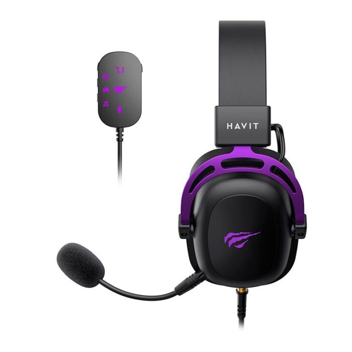 HAVIT H2002C+U 7.1 Surround Gaming Headset with 53mm Drivers - Black & Purple