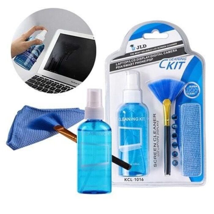 LAPSTER cleaner 3-in-1 Screen Cleaning Kit 80ml – Cleaning Spray, Brush & Microfiber Cloth for PC, Laptop, Mobile & TV