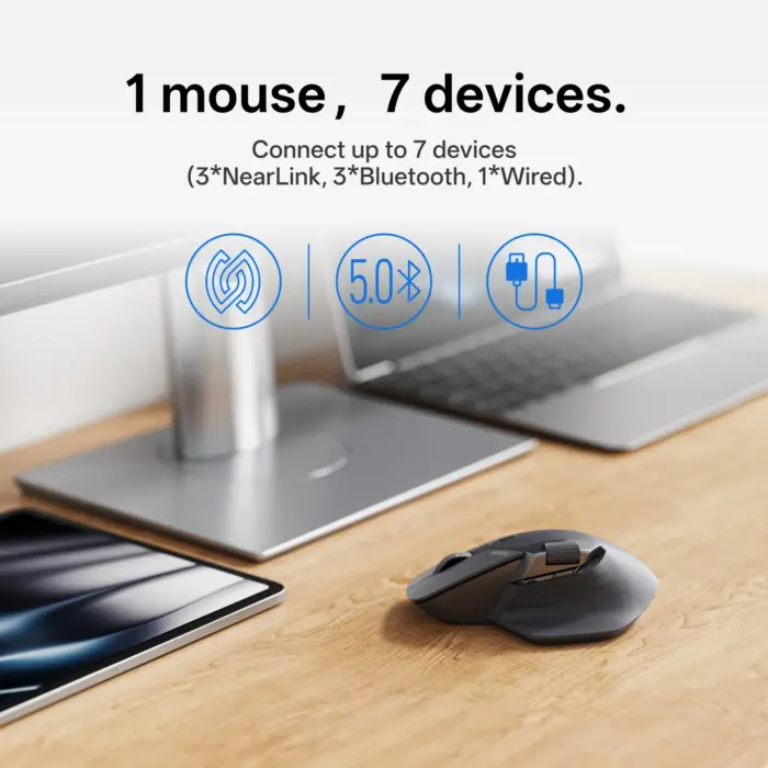 Rapoo MT760 Pro Ergonomic Wireless Mouse – NearLink, Bluetooth 5.0, 12,000 DPI, 2000Hz, 11 Programmable Buttons