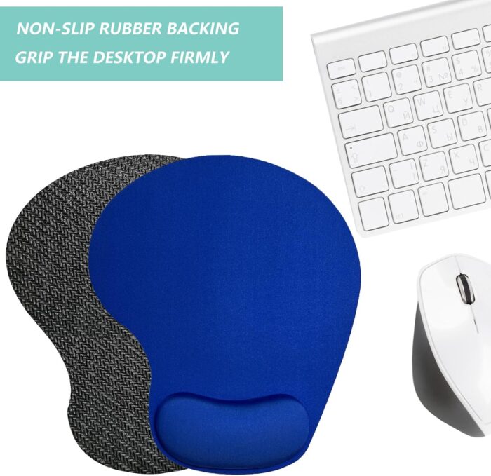Ergonomic Mouse Pad with Memory Foam Wrist Support – Non-Slip Base, Blue
