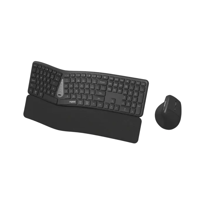 Rapoo 8810ME keyboard and vertical mouse angled view