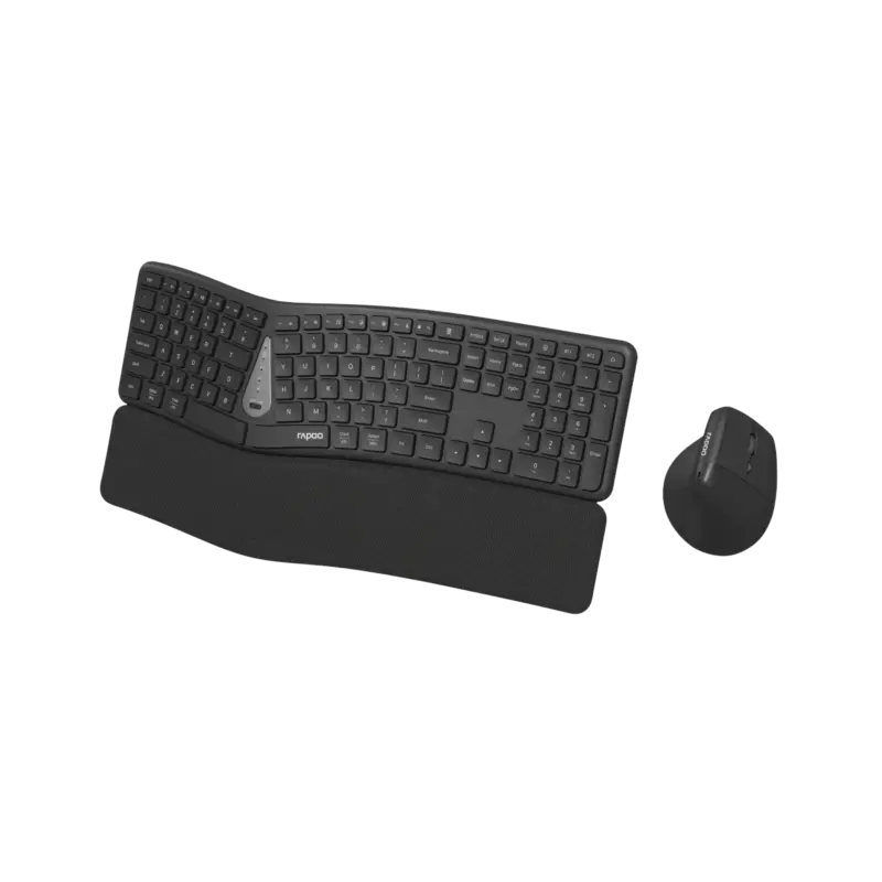 Rapoo 8810ME keyboard and vertical mouse angled view