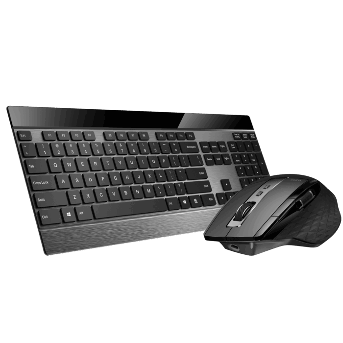 Rapoo 9900M keyboard and mouse angled product view