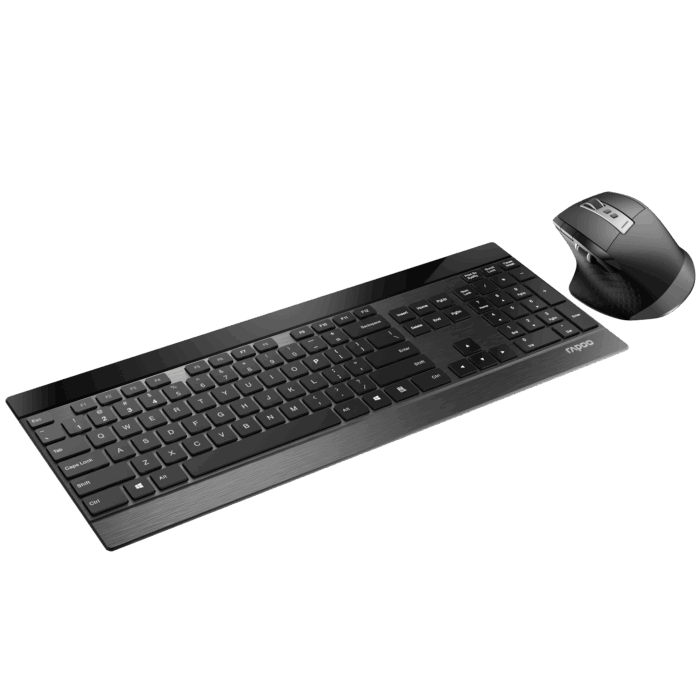 Rapoo 9900M wireless combo perspective view