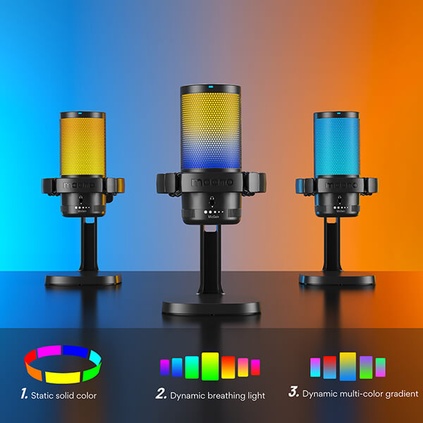 MAONO DGM20 USB microphone three RGB lighting modes