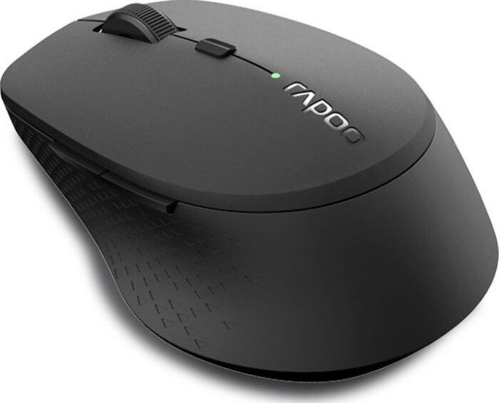 Rapoo M300 Silent Black wireless mouse angled view