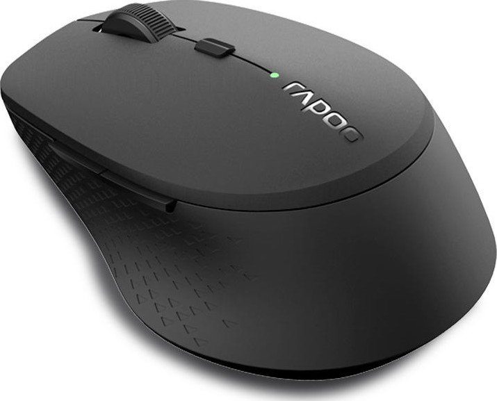 Rapoo M300 Silent Black wireless mouse angled view