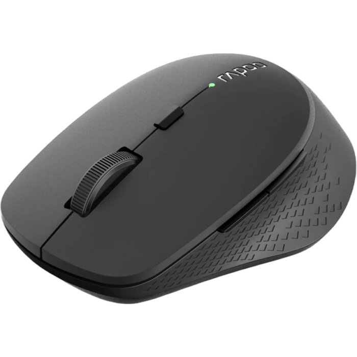 Rapoo M300L Grey rechargeable mouse angled view