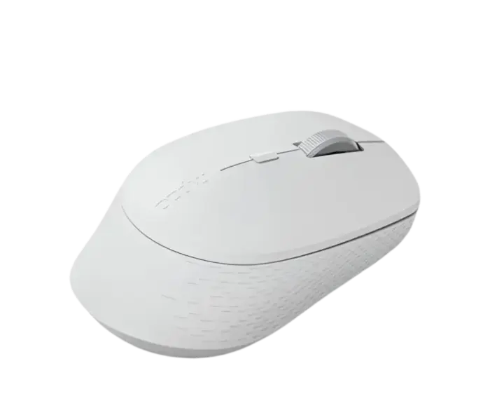 Rapoo M300L White rechargeable mouse angled view