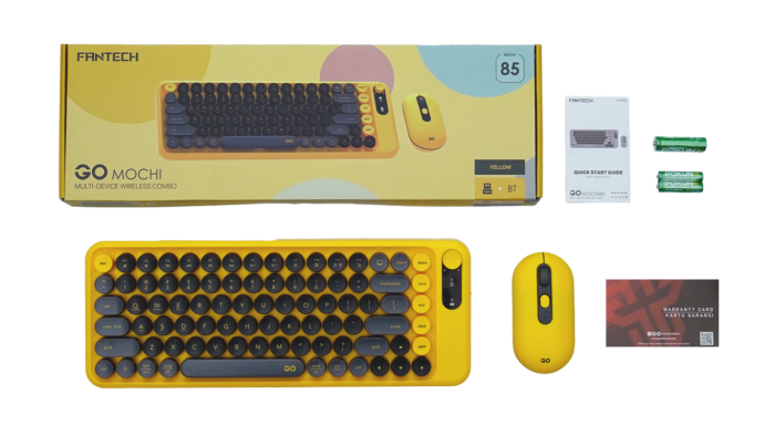 Fantech WK898 Yellow keyboard and mouse combo – front product view