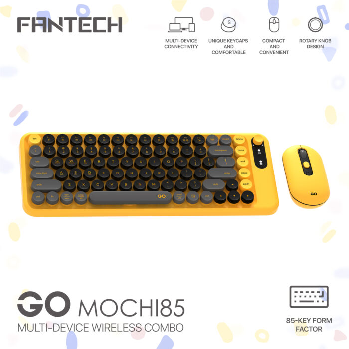 Fantech WK898 Yellow keyboard and mouse combo – alternate product view